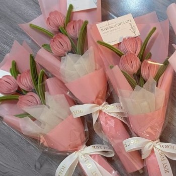 Set nguyên liệu làm bó hoa Tuylip 10 bông DIY, quà tặng 8/3, sinh nhật, valentine ý nghĩa